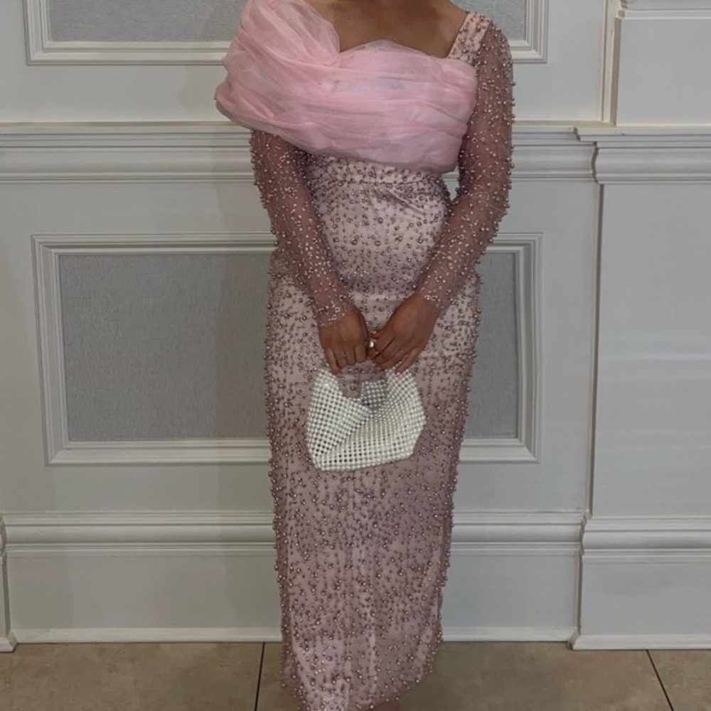 Beautiful pearl custom made formal dress